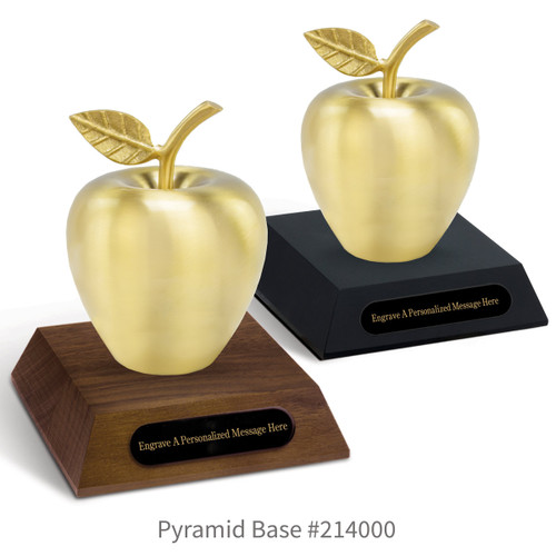 black and brown walnut pyramid bases with brushed gold apples