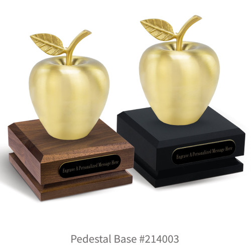 black and brown walnut pedestal bases with brushed gold apples