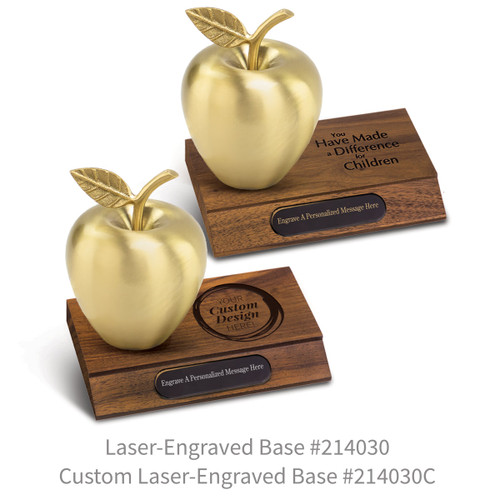laser engraved walnut bases brushed gold apples