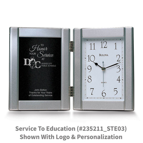 pewter framed clock with to honor your service message