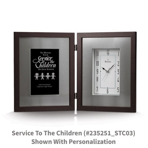large framed clock with service to the children message