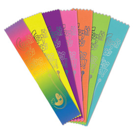 colorful satin ribbons with foil-stamped caught you being good message