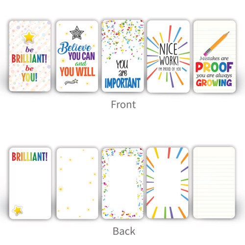 front and back view of the Celebrating you Positive Praise Cards