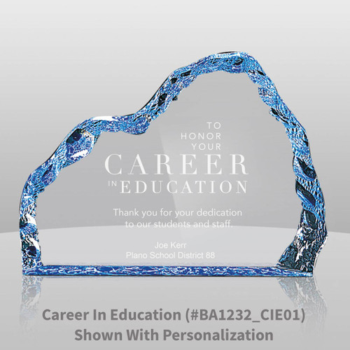 blue acrylic iceberg with career in education message and personalization