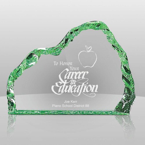 green acrylic iceberg with career in education message and personalization