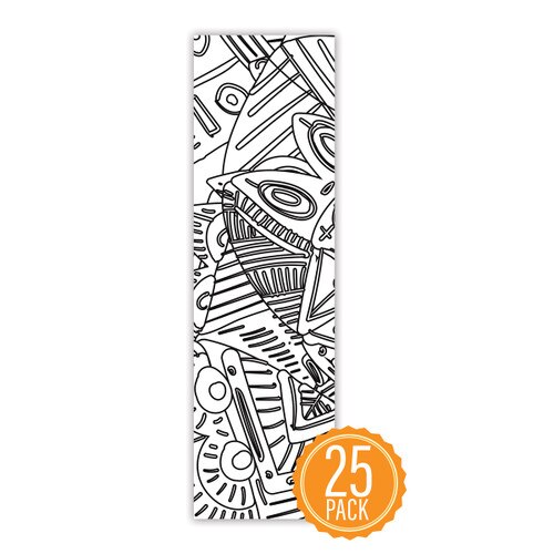 2" x 8" Coloring Bookmark For Students Featuring Geometric Shapes On The Front