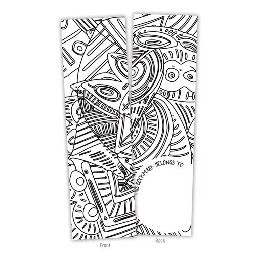 front and back of a coloring geometric bookmark