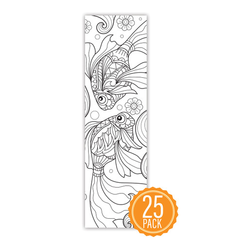 2" x 8" Coloring Bookmark For Students Featuring Goldfish On The Front