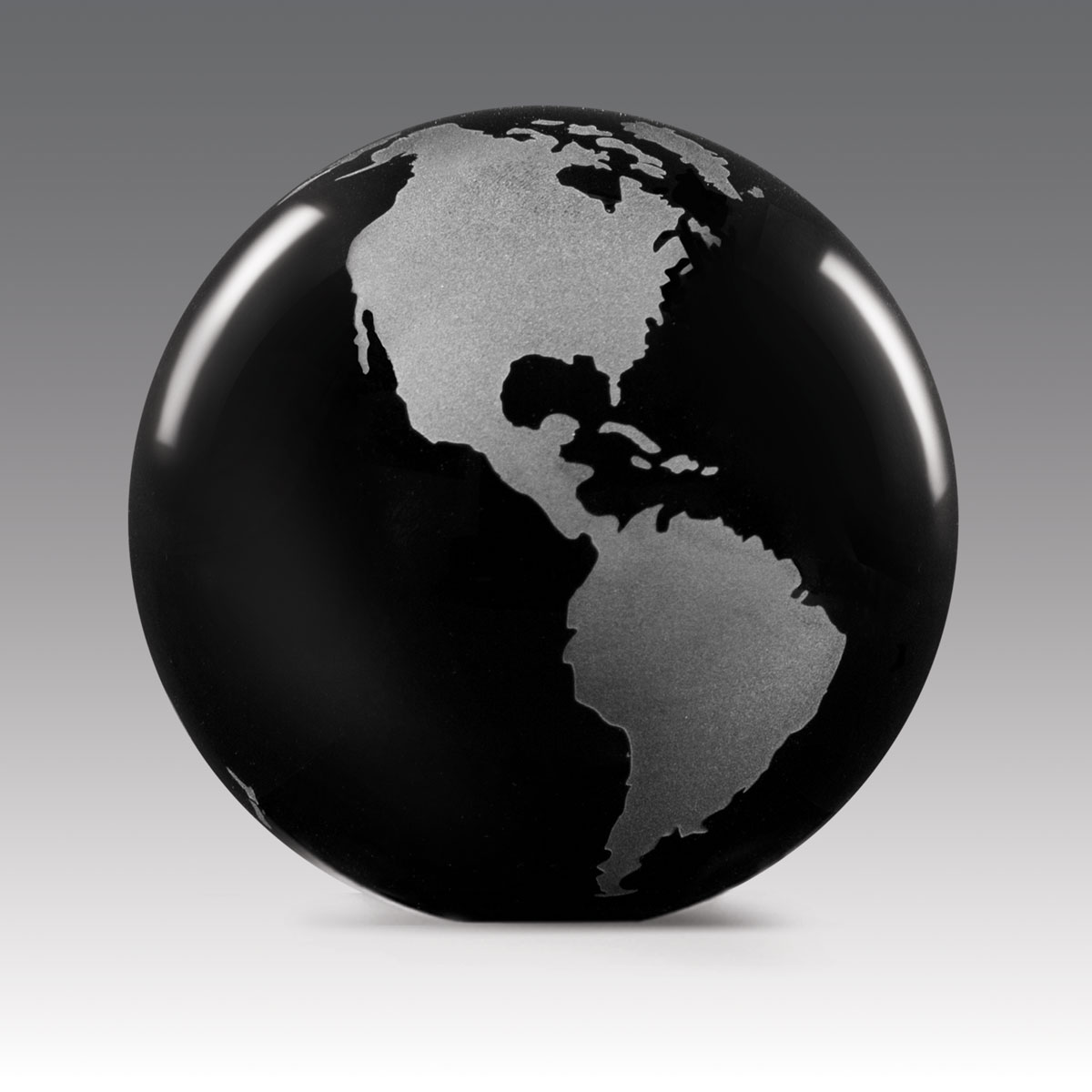 black solid crystal globe paperweight
