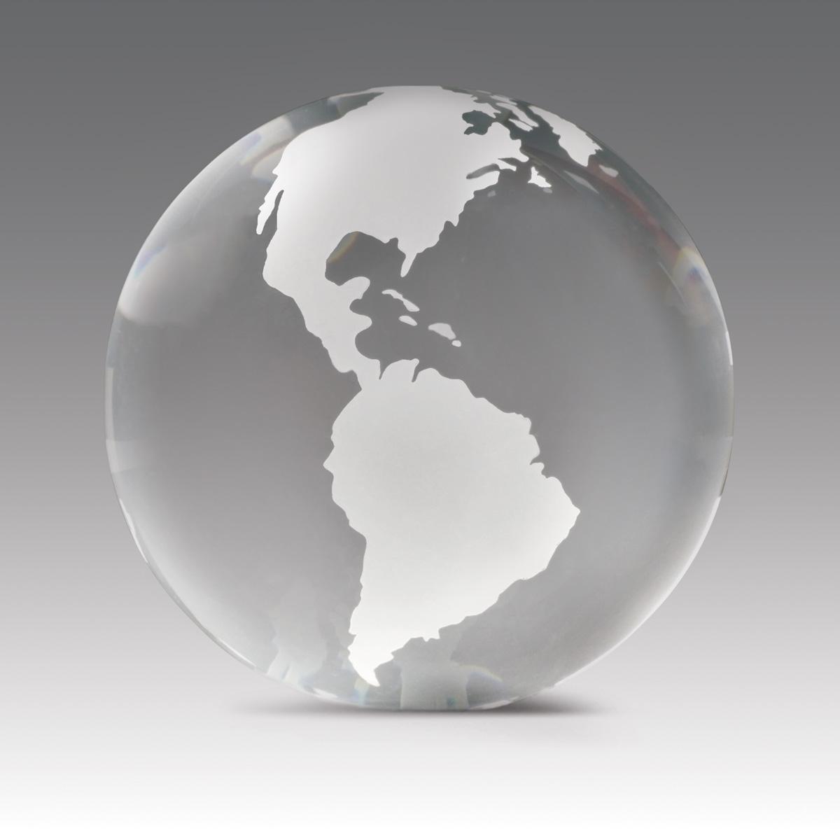 clear solid crystal globe paperweight