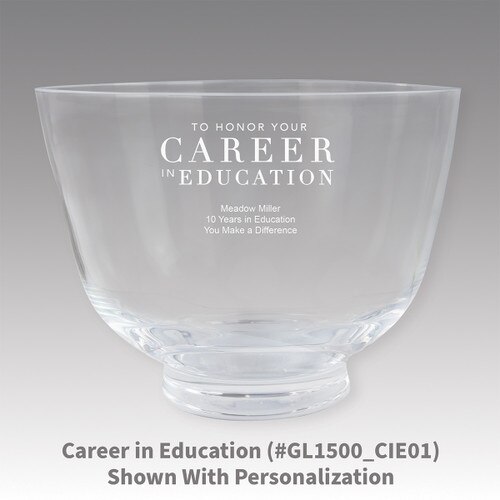 crystal revere bowl with career in education message