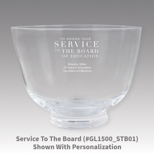 crystal revere bowl with service to the board message