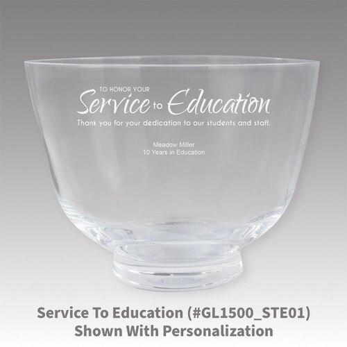 crystal revere bowl with service to education message