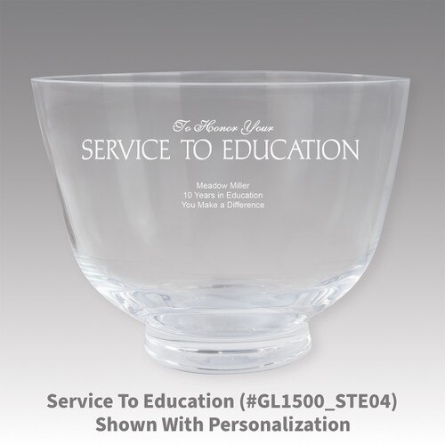 crystal revere bowl with the service to education message