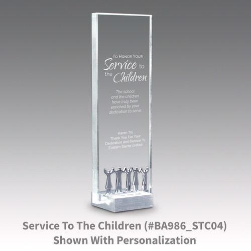 crystal tower award with service to children message