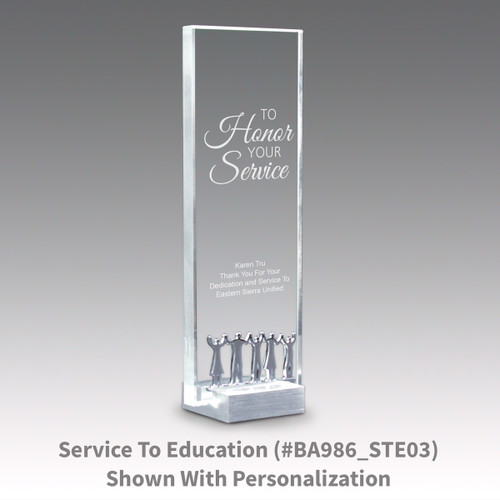 crystal tower award with honor your service message
