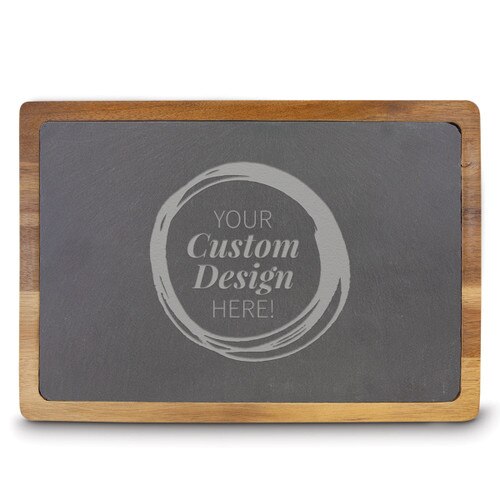 create your own rectangle slate and acacia wood cutting board