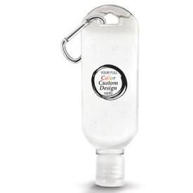 Custom 1 oz. Antibacterial Hand Sanitizer Gel with Carabiner With Your Full Color School Logo Or Mascot