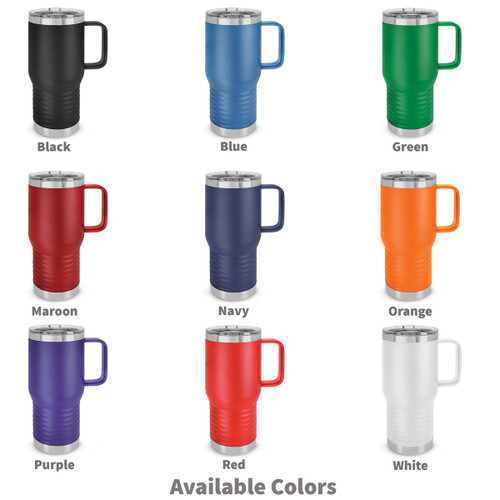 multiple colors of 20 stainless steel travel tumblers