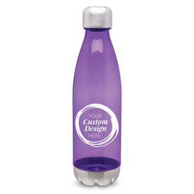 create your own purple 25 oz. plastic water bottle with stainless steel base & cap
