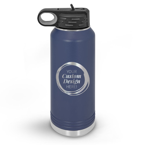 32oz. stainless steel water bottle with your custom logo or design. 9 colors to choose from.
