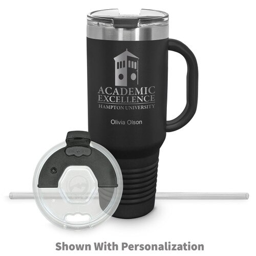 40 oz stainless steel travel tumbler with custom logo and personalization