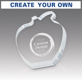 Clear acrylic apple award featuring your laser engraved custom artwork.