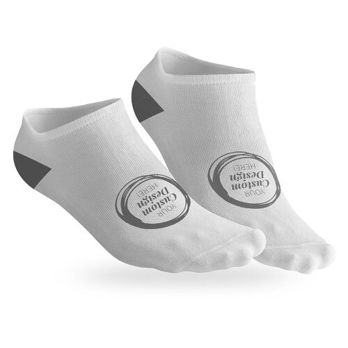 pair of no-show socks with a black heel and create your design on top