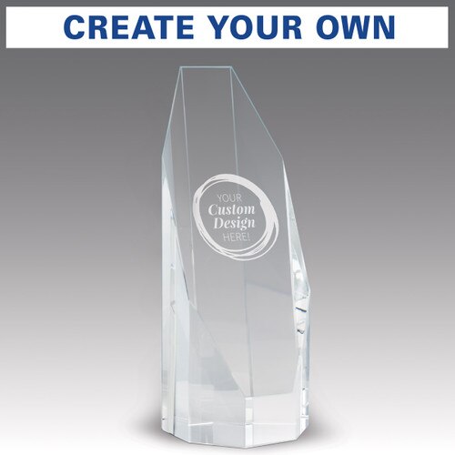 beveled optic crystal octagon tower with create your own option