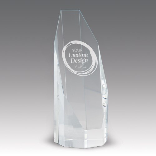 beveled optic crystal octagon tower with create your own option
