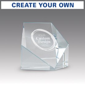 beveled optic crystal pentagon with create your own option