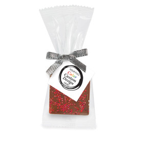 Bite-size Belgian chocolate square with sprinkles topping. Customize the card with your full color logo.