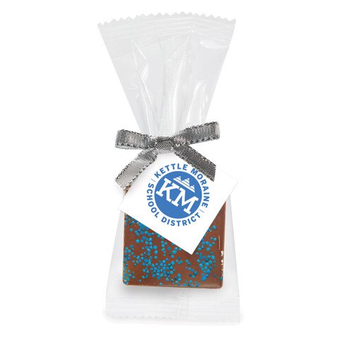 chocolate square the blue sprinkles and custom logo card