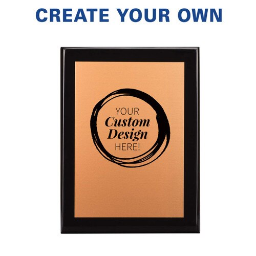 black piano finish plaque with copper plate and create your own option