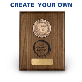 7x9 solid walnut plaque with brass medallion and create your own option