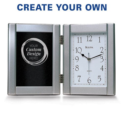 pewter framed clock with create your own option