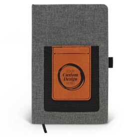 Canvas journal with phone pocket and card holder featuring your custom logo or design. 3 colors to choose from.