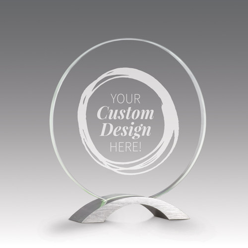 base award with circular jade tinted faceted glass and create your own option