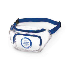 Clear fanny pack with adjustable strap. 5 accent colors available.