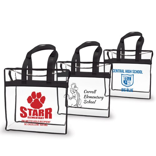 create your own clear tote bags with black trim and handle