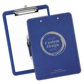 9"w x 12.5"h Richly Textured Clipboard Featuring Your Custom School Logo Or Design Available In 5 Colors.