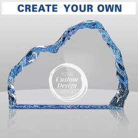 Colorful acrylic iceberg award featuring your etched custom artwork.