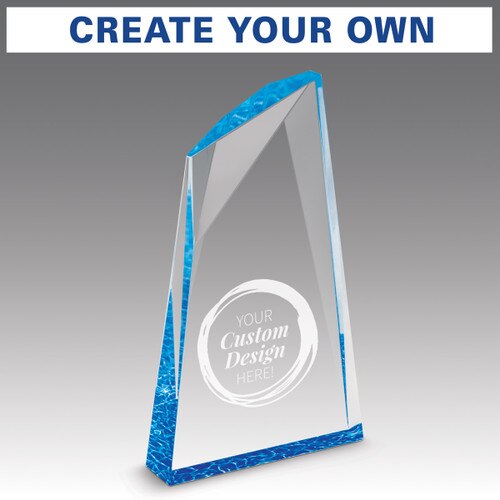 create your own option on an acrylic summit award with blue accent