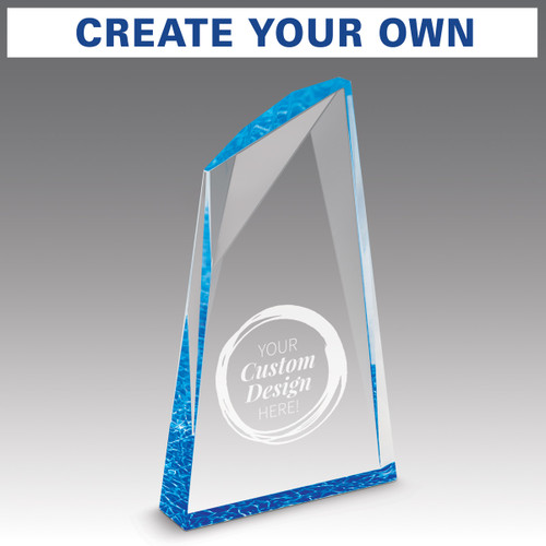 create your own option on an acrylic summit award with blue accent