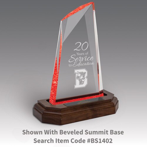 acrylic summit with red accent and personalized base