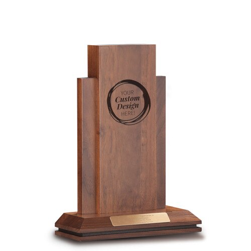 create your own option on walnut column and personalized brass plate