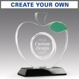 base award with optic crystal apple and green leaf with create your own option