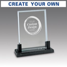 Crystal award with marble base featuring your etched custom artwork.