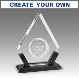 Crystal Diamond Award With Marble Base featuring your etched custom artwork