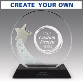 optic crystal base award with a silver star and create your own option